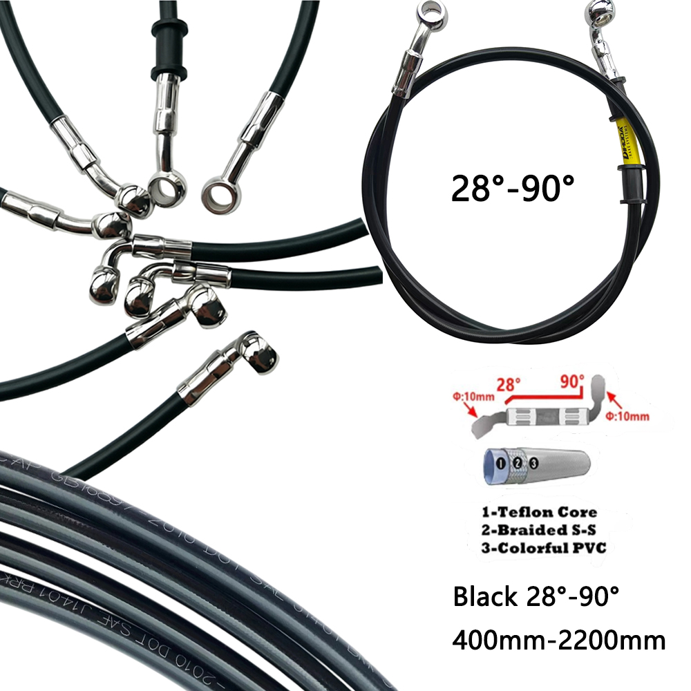 Motorcycle Brake Cable - Zwart 28 ° -90 ° Hydraulische